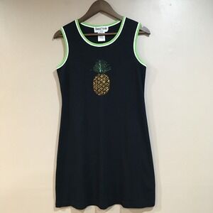 Vtg Ronni Nicole‎ Pineapple Beaded Sequin Tennis Dress Womens Petite M Tropical